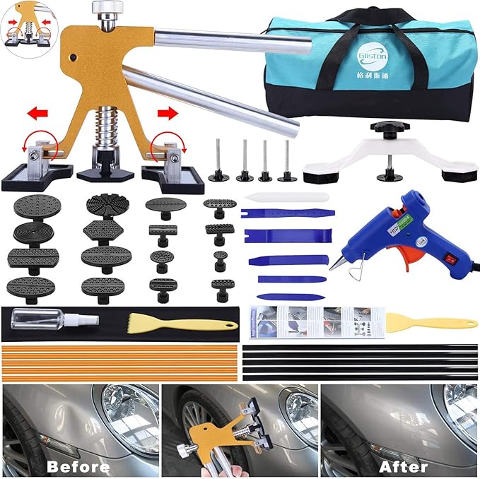 GLISTON 45pcs Paintless Dent Repair Tool Dent Puller Kit, Adjustable Width by GLISTON