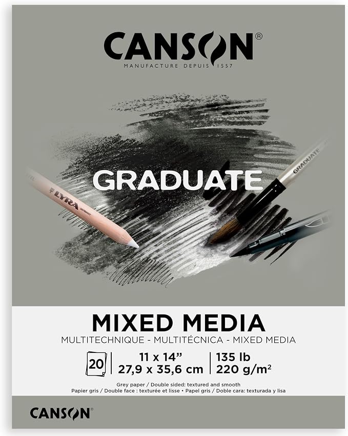 Canson Graduate Grey Toned Mixed Media Pad, 11x14 inch, 20 Sheets | Artist Paper by Unknown