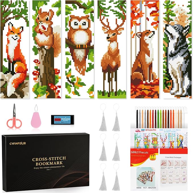 CYANFOUR 6 Pcs Cross Stitch Bookmark Kit by Cyanfour