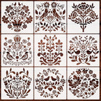 9pcs Navia Floral Stencils by CZONG