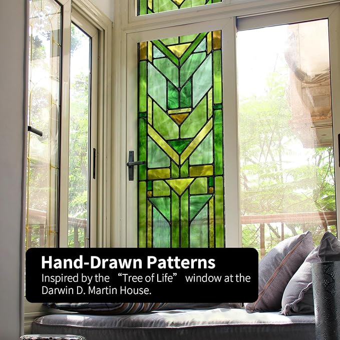 Faux Stained Glass Effect Transparent Window Film, Original Hand Drawn Static - Image 4