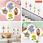 Zhenqing 4 Pack Floral Stamped Cross Stitch Kit, 11CT Printed Iris Sunflower - Image 9