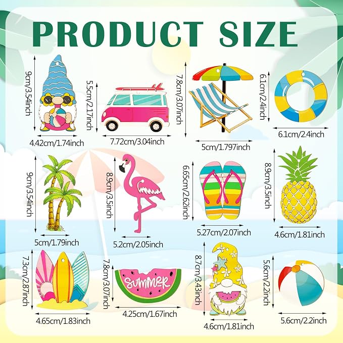 JellyArch 36 Pcs Summer Wood Cutouts Crafts - Image 3