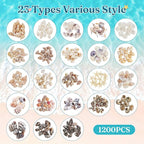 Zefy 23 Types Small Sea Shells for Crafts, Mini Shells for Vase Filler Beach - Image 2
