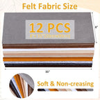 12 Rolls 8"x35" 1.4mm Thick Soft Felt Fabric Sheet 12 Assorted Brown Series - Image 3