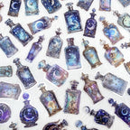 50PCS Lunar Phase Crystal Bottle Stickers – Clear Watercolor Moon & Star - Image 2