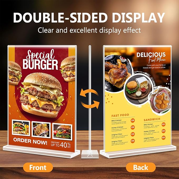 Enayplon Acrylic Sign Holder 8.5 x 11, Double Sided Sign Holder Stand, Plastic - Image 3