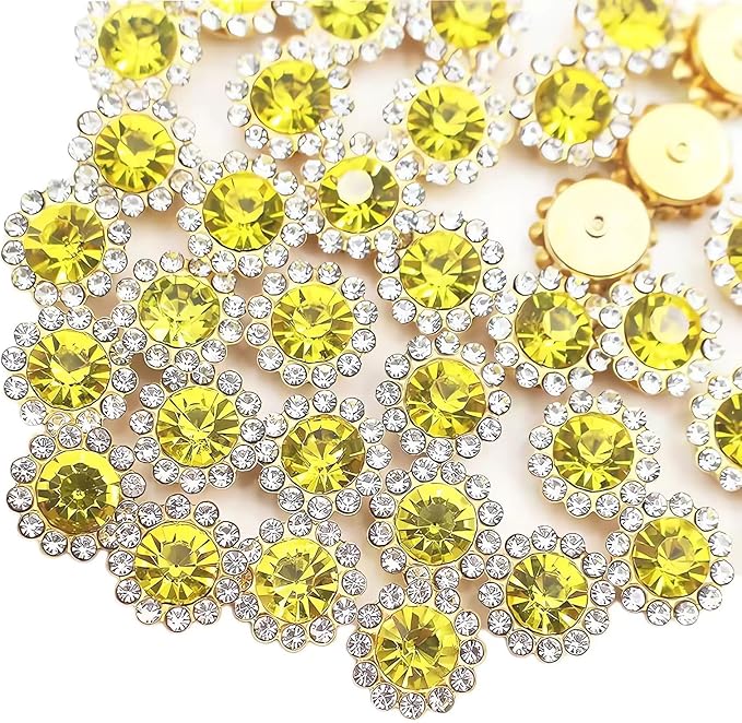 12mm 150pcs Lemon Yellow Sew on Rhinestones, Crystals Glass Gems by Unknown