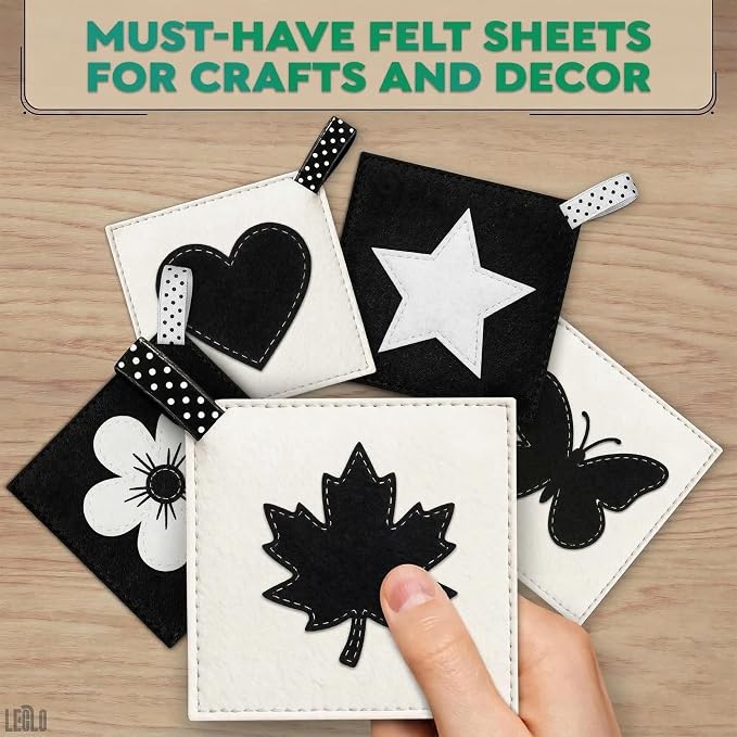 LEGLO Black Felt Sheets 12 Pcs, Sticky-Back A4 Craft Fabric, 8.3 x 11.8 in | - Image 6