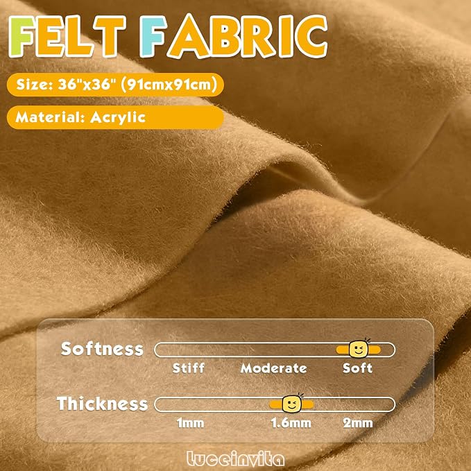 Camel 36" X 36" Felt Fabric Sheet - Image 2