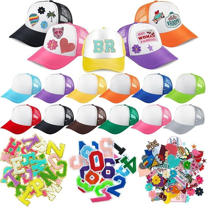 Hercicy 12 DIY Trucker Hats Kit, Sublimation Blank Baseball Caps by Hercicy