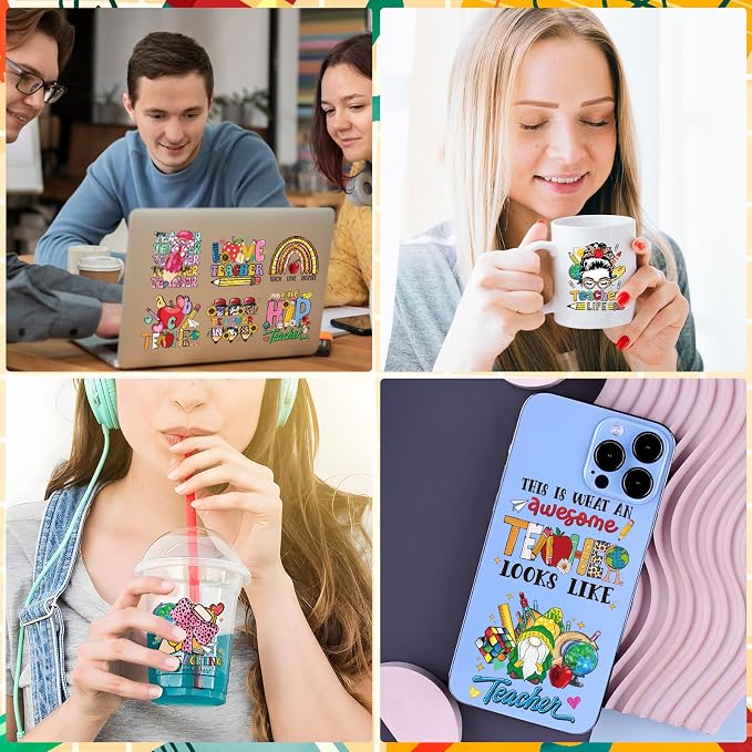 Rngmsi 20 Sheets Teacher Leopard Print UV DTF Cup Wrap Cold UV DTF Stickers | - Image 5