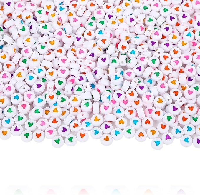 Augshy 700Pcs Round Heart Beads, Valentine's Day Acrylic Heart Beads by Augshy