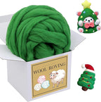 QMNNMA Wool Roving Bulk, 8.82oz Needle Felting Wool-Grass Green | Wool Roving by Qmnnma