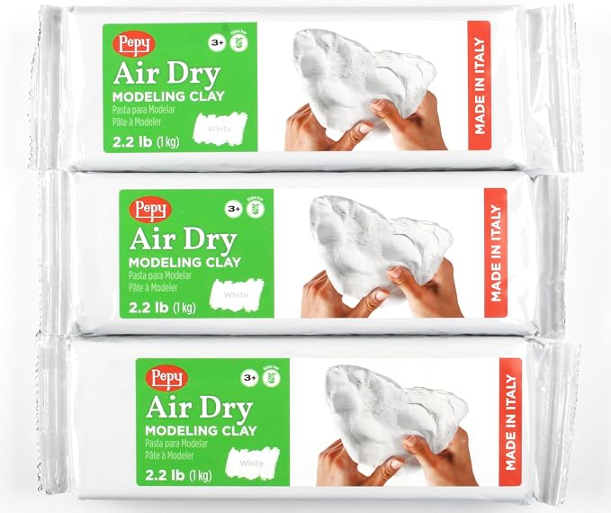 Pepy Premium European Air Dry Modeling Clay White 3-Pack 2.2 lb. Bars, 6.6 lbs. by Pepy