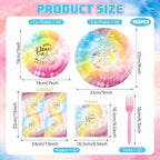 150 PCS Tie Dye Party Supplies, Pastel Tie Dye Tableware Set Napkin Peace Love - Image 2