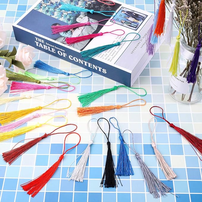 Tassels, Cridoz 120Pcs Bookmark Tassels Silky Handmade Soft Craft Mini Tassels - Image 6