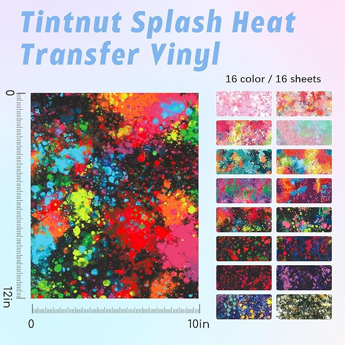 Tintnut Paint Splatter Heat Transfer Vinyl, stretch washable, works - Image 2