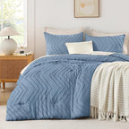 Andency Greyish Blue Comforter Set Full Size, Boho Soft Warm Tufted Bedding by Andency