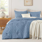 Andency Greyish Blue Comforter Set King Size, Boho Soft Warm Tufted Bedding by Andency