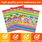 96 Pieces Fiesta Party Decorations Mexican Plates Tableware Set - Image 3
