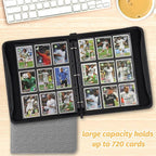 GERMUN 3 Ring 9 Pocket Zipper Card Binder, 720 Double Sided Standard PU Trading - Image 7