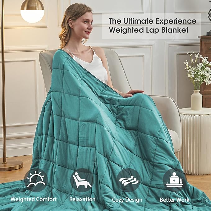 Teal Weighted Blanket for Adults 12lbs, Twin Full Size Cooling Heavy Throw - Image 4