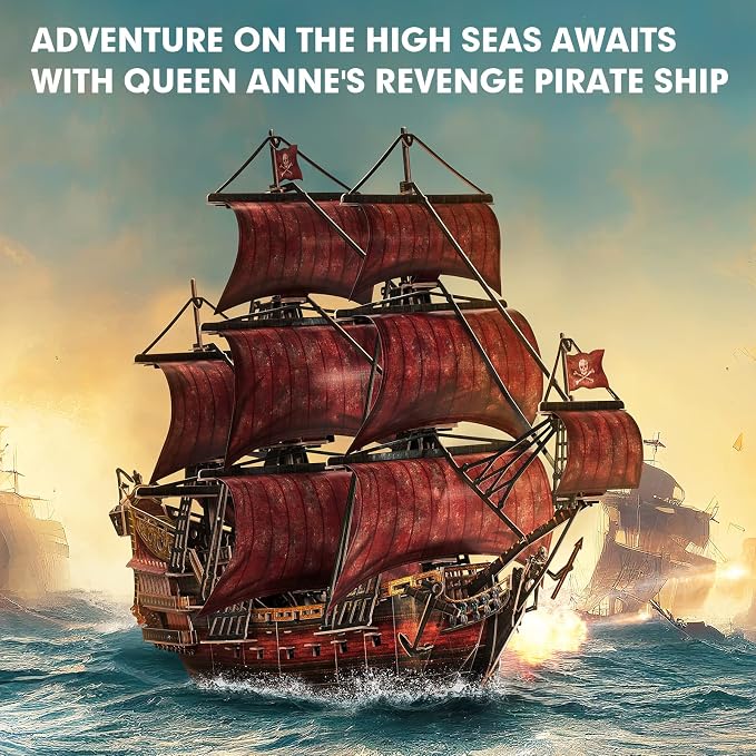 CubicFun 3D Puzzles for Adults Kids, Home Decor Cool Pirate Ship Arts & Crafts - Image 2
