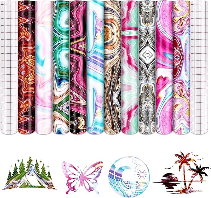 Color Intrigue Patterned Permanent Adhesive Vinyl 10pcs 12'' x 10'' | by CraftingEveryday