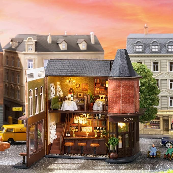 DIY Miniature House Kit, CUTEROOM Wooden Dollhouse Kit Mini House Making Kit - Image 4