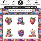 Patchwork Berry Jar Cotton Fabric Panel – 6 Designs + Bonus Sheet 29.5×19.6 inch - Image 3