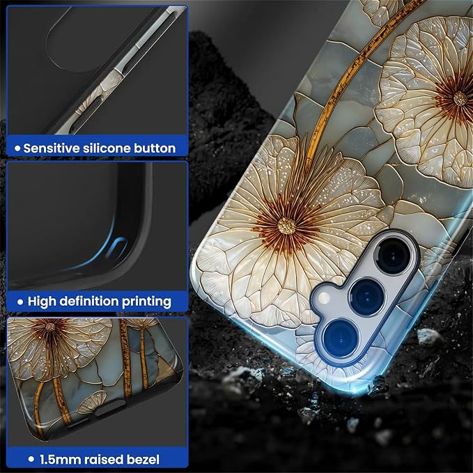 for Samsung Galaxy S25 Plus Case, Dandelion Stained Glass Pattern Glossy 2 in 1 - Image 4