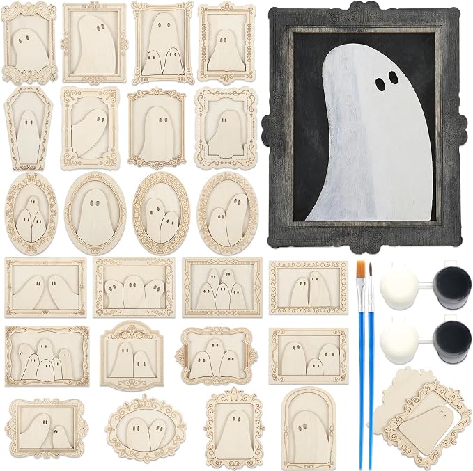 Simgoing 24 Set Wood Ghost DIY Frames Decorating Craft by Simgoing
