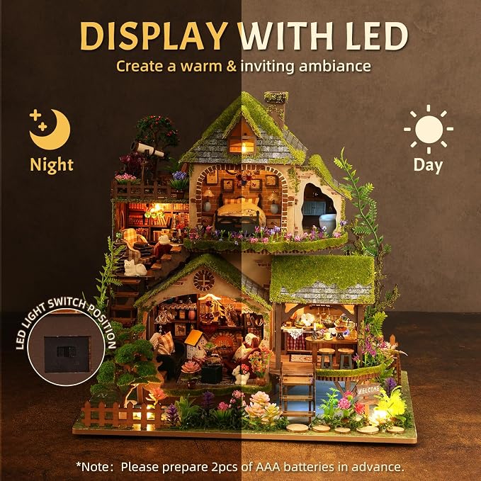 DIY Miniature House Kit with LED Lights, Forest Adventure Wooden Mini House - Image 4