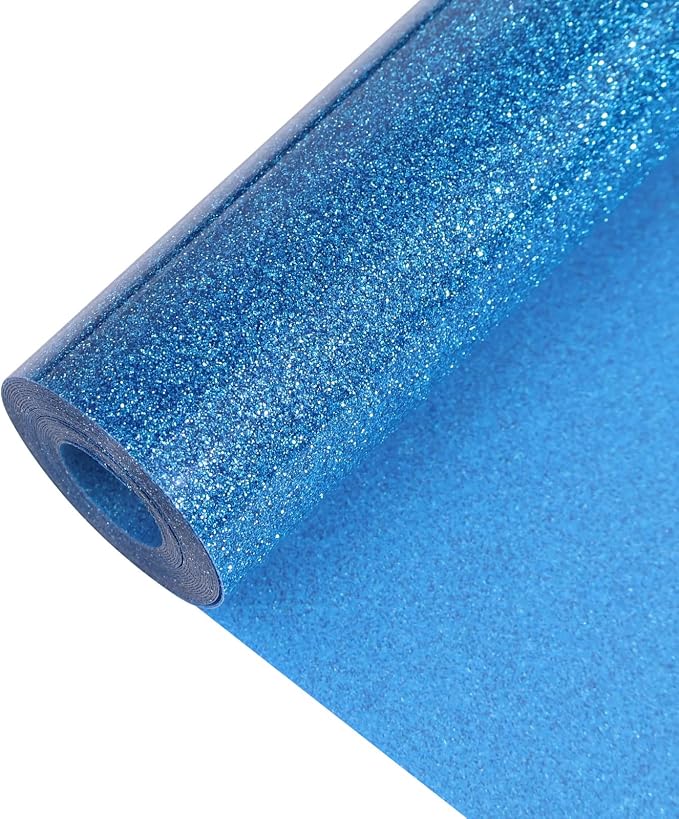 Sky Blue Glitter Heat Transfer Vinyl 12" x 15 ft HTV by MerryMade