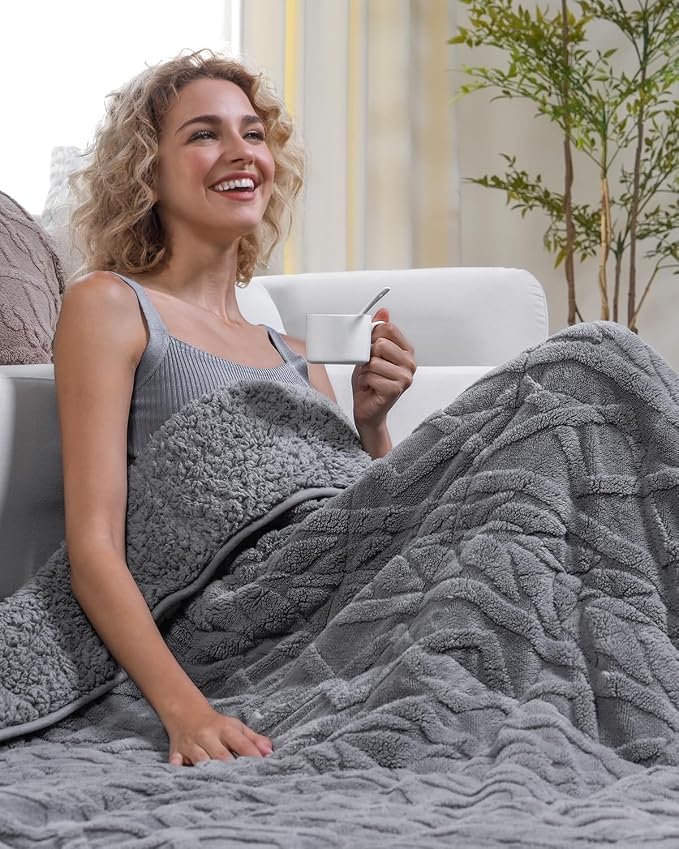 Cottonblue Jacquard Sherpa Weighted Blanket 15lbs - Image 7