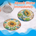 ijbnhd 8 PCS Sunflower Diamond Painting Coasters | Sunflower Diamond Art - Image 7