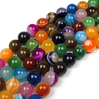 MJDCB Natural Multicolor Stripe Agate Beads Round Loose Beads - Image 5