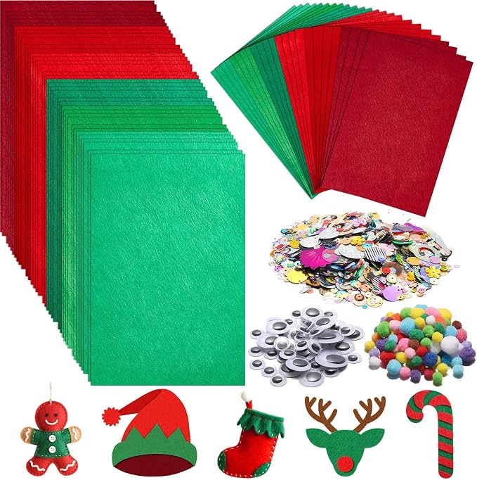gisgfim 42Pcs Red and Green Gradient Felt Fabric Sheets 8 x 12 Inch Soft Thick by gisgfim