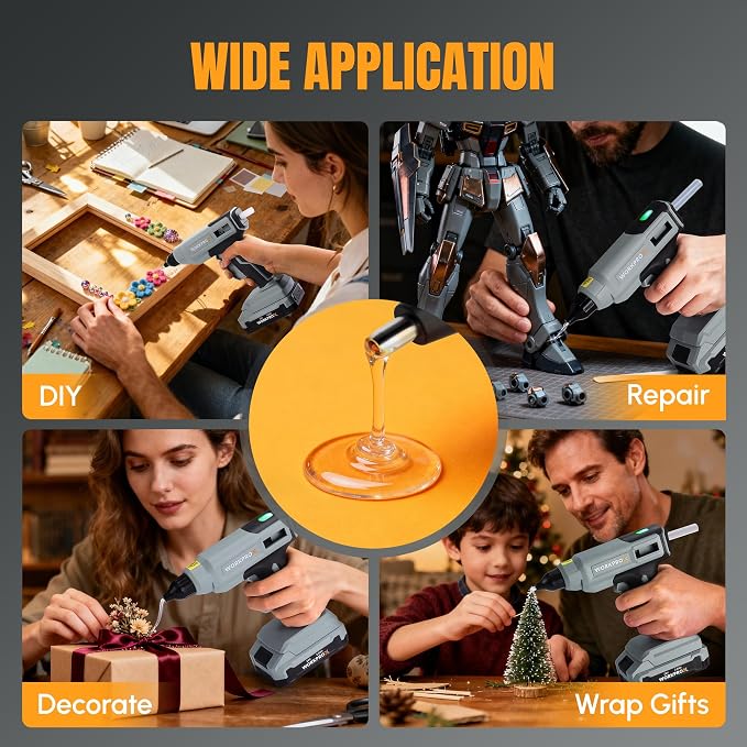 WORKPROX Cordless Hot Glue Gun, 20V Rechargeable Full-Size Kit | 90min Runtime - Image 8