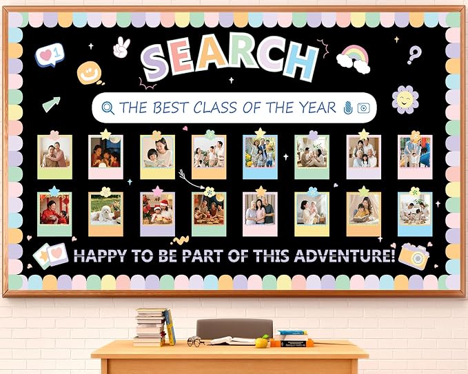 Photo Display Bulletin Board Kit Welcome Back to School Search Pastel Rainbow by Afniimyapt