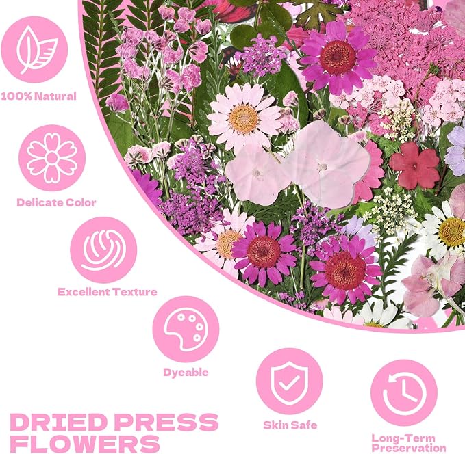 Dried Flowers for Resin 116Pcs | Pink Real Natural Pressed Flowers - Image 3