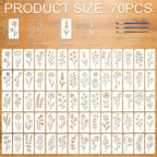 70pcs Flower Stencils for Painting Floral Drawing Stencils for Crafts Reusable - Image 2