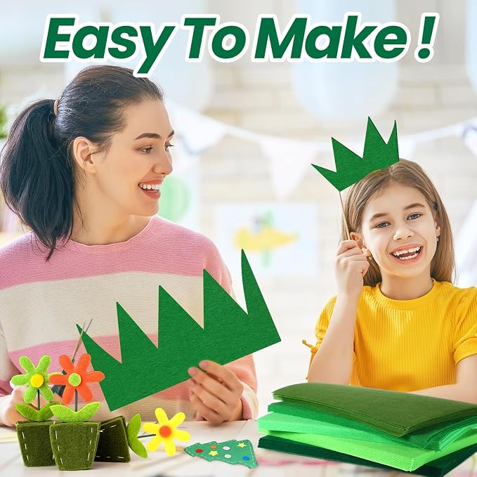 Peryiter 150 Pcs Back to School Green Felt Fabric Sheets Bulk - Image 3