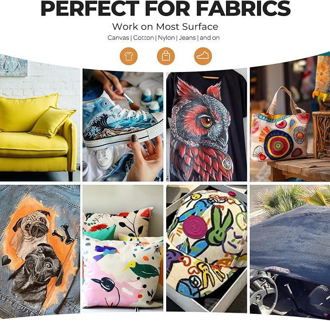 Nicpro 12 Colors Fabric Paint, Fabric Paint - Image 7