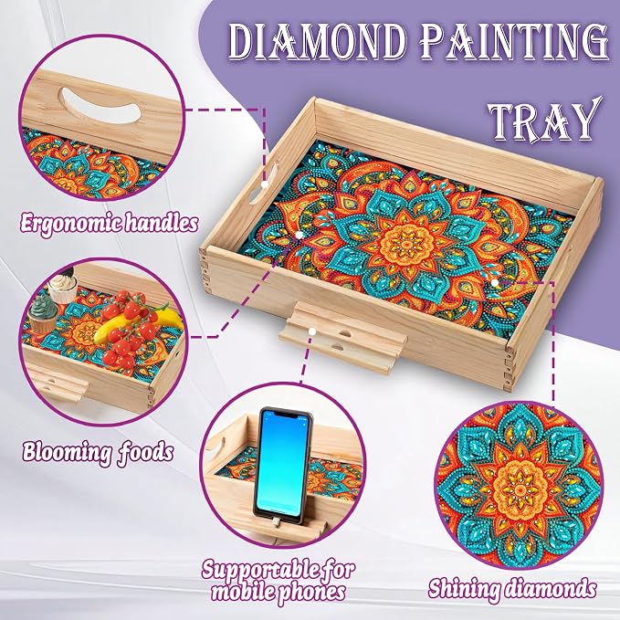 EWJRNSF Diamond Art Kits for Adults Wooden Serving Trays - Image 5