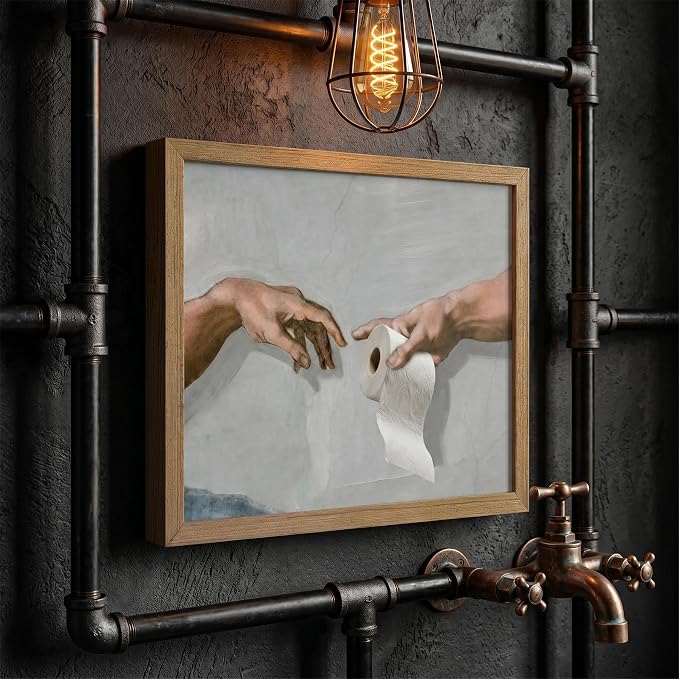 Funny Bathroom Wall Art, The Creation of Adam Toilet Paper Canvas Print - Image 5