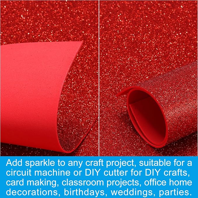 PATIKIL Red Shiny EVA Glitter Foam Sheet 11 x 8 Inch 2mm Thick Sparkle EVA - Image 5