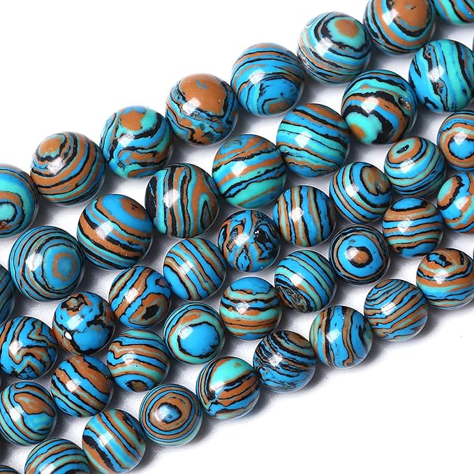 48PCS 8mm Natural Blue Malachite Stone Beads Round Loose Gemstone Beads by NaturalStoneBeads