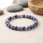 60pcs Natural Matte Blue Sodalite Gemstone Beads，6mm Frosted Round Loose Stone - Image 4